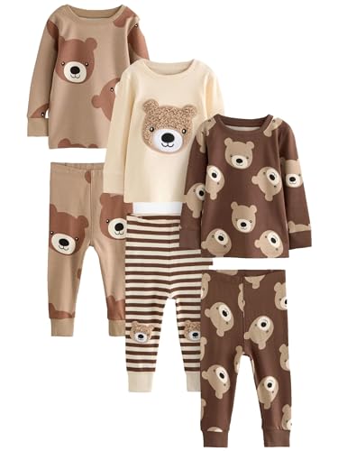 NEXT Kuschelpyjamas, 3er-Pack Brown/Cream 4 Jahre von NEXT