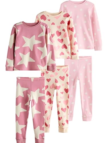 NEXT Snuggle Schlafanzug im 3er-Pack, Stampy Star Rosa/Weiß 7 Jahre von NEXT