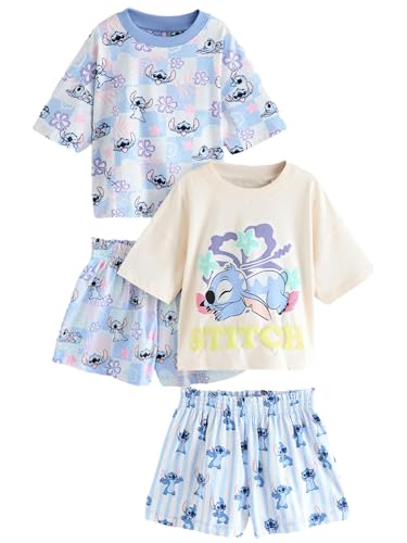 NEXT Stitch Kurze Baumwoll-Schlafanzüge, 2er-Pack Blue/Ecru 7 Jahre von NEXT