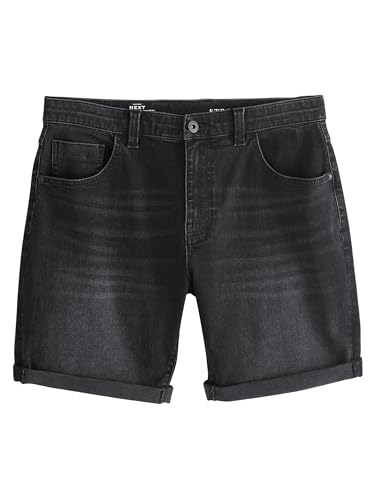 NEXT Straight Fit Jeansshorts mit Stretch Schwarz 36 von NEXT