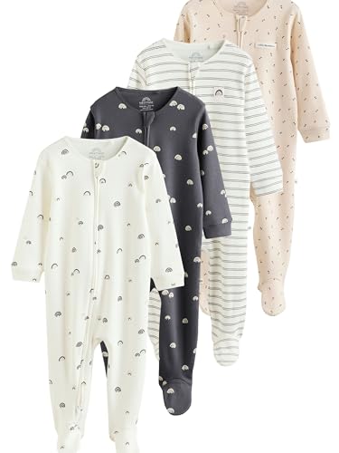 NEXT Strampler Zweiwege-Reißverschluss, 4 Stk. Weiß/Schwarz 18 Monate von NEXT