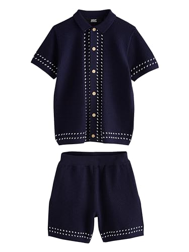 NEXT Strick-Poloshirt und Shorts 100% Baumwolle im Set Marineblau 12 Jahre von NEXT