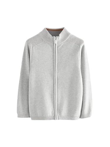 NEXT Strickjacke aus 100% Baumwolle mit durchgehendem Reißverschluss Grau 8 Jahre von NEXT