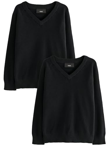 NEXT Strickpullover mit V-Ausschnitt, 2er Pack Schwarz 10 Jahre von NEXT