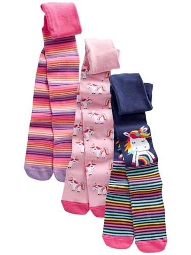 NEXT Strumpfhose Einhorn mit Baumwolle, 3er-Pack Pink and Navy 3-4 Jahre von NEXT