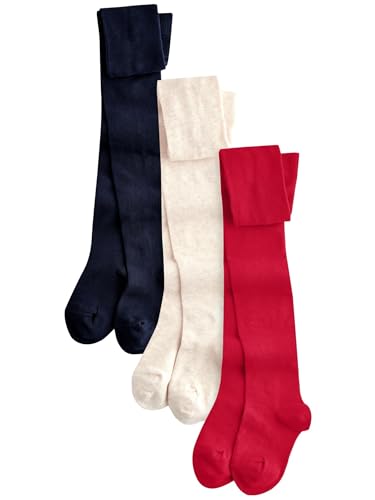 NEXT Strumpfhosen mit hohem Baumwollanteil, 3-er Pack Red Navy Blue and Cream 5 Jahre von NEXT