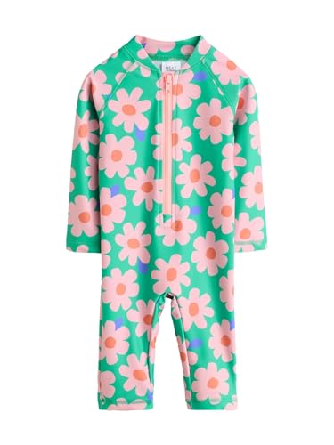 NEXT Sunsafe-Badeanzug mit langem Bein Green/Pink Flower 3 Jahre von NEXT