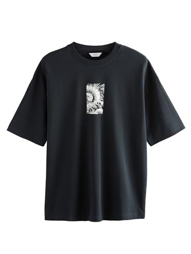 NEXT T-Shirt mit Grafikdruck, Japanese Surf Schwarz L von NEXT