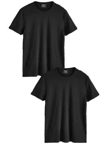 NEXT Drunterzieh-T-Shirts im Slim Fit 100% Baumwolle, 2er-Pack Schwarz 3XL von NEXT