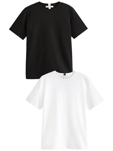 NEXT T-Shirts in Schwerer Qualität, 2er-Pack Schwarz/Weiß 38 von NEXT