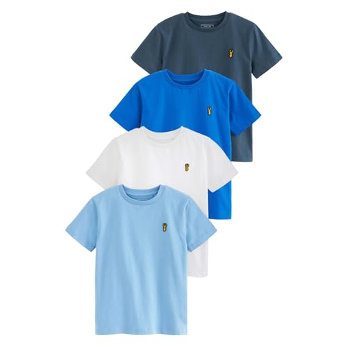 NEXT T-Shirts mit Hirsch-Stickerei, 4er-Pack Blau 8 Jahre von NEXT