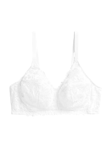 NEXT Unwattierter, bügelloser Vollschalen-Spitzen-BH mit Rundum-Stützeffekt, B-H Weiß 80 von NEXT
