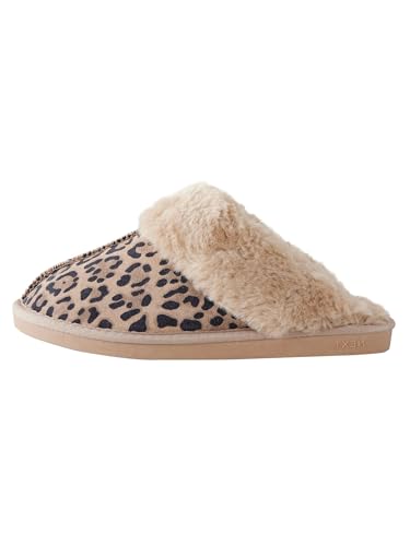 NEXT Velourslederpantolette mit Kunstfellfutter Animal M von NEXT