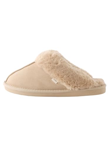 NEXT Velourslederpantolette mit Kunstfellfutter Sand S von NEXT