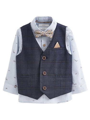 NEXT Weste, Hemd und Fliege im Set Marineblau kariert 5 Jahre von NEXT