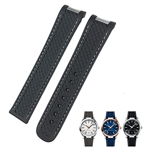 NEYENS Gummi-Uhrenarmband mit gebogenem Ende, 19 mm, 20 mm, passend für Omega Seamaster 300 AT150 Aqua Terra 8900 Speedmaster Silikon-Uhrenarmbandwerkzeuge, 20 mm, Achat von NEYENS