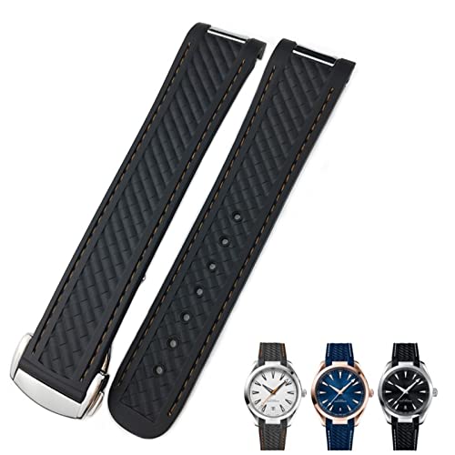 NEYENS Gummi-Uhrenarmband mit gebogenem Ende, 19 mm, 20 mm, passend für Omega Seamaster 300 AT150 Aqua Terra 8900 Speedmaster Silikon-Uhrenarmbandwerkzeuge, 20 mm, Achat von NEYENS