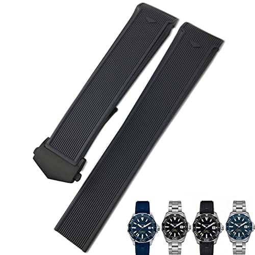 NEYENS Uhrenarmband aus Gummi, Silikon, 20 mm, 22 mm, für Tag Heuer Carrera Aquaracer F1, wasserdichtes Taucharmband, Schwarz / Blau / Braun, 20 mm, Achat von NEYENS