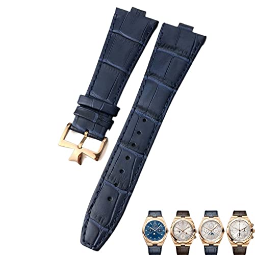 NEYENS Uhrenarmband aus echtem Leder, konvexe Schnittstelle, 25–8 mm, für Vacheron Constantin Overseas Uhrenarmbänder in Schwarz Blau Braun mit Bambusmaserung, 25-8mm, Achat von NEYENS