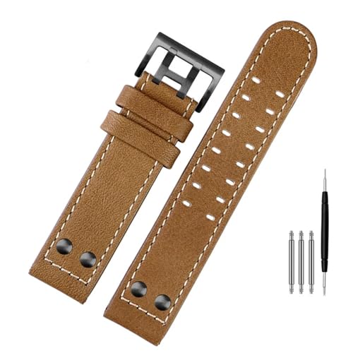 NEYENS Uhrenarmband für Hamilton Khaki Fliegeruhr H77616533 H70615733 Uhrenarmband aus echtem Leder Jazz Field Herrenarmband 20 22 Militärstil, B Khaki-Schwarz, 20 mm von NEYENS