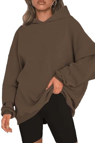 NEYOUQE Pulli Damen Pullover Winter Longsleeve Solid Color Loose Sweatshirts Fleece Gefüttert Soft Casual Hoodie Damen Braun M 40-42 NEYOUQE Pulli Damen Pullover Winter Longsleeve Solid Color Loose Sweatshirts Fleece Gefüttert Soft Casual Hoodie Damen Braun M 40-42 von NEYOUQE