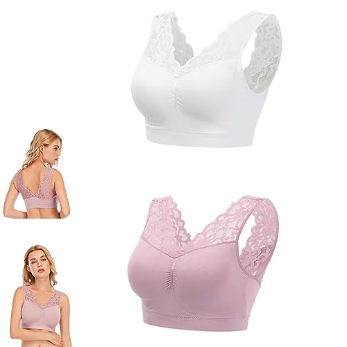 2PC-Women's Anti-Saggy Breasts Bra - Lace Breathable Comfort Sleep Sports Bra, Wirefree Lifting Bras (XXL, J) von NEZIH