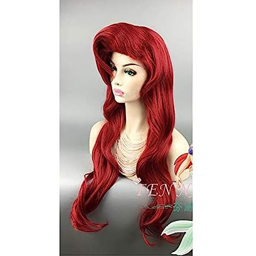 NEZIH 70Cm Die Kleine Meerjungfrau Rote Perücke Körper Synthetisches Gewelltes Haar Cosplay Perücken Prinzessin Ariel Perücke Rollenspiel Kostüm + Perücke Kappe, Dekoratives Geschenk von NEZIH