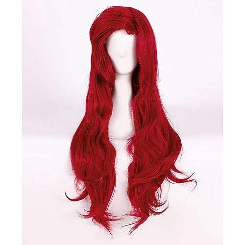 NEZIH Anime Ariel Langes Lockiges Haar Einer Dunkelroten Frau Cos Perücke Cosplay Requisiten Kostüm, Geeignet Für Halloween-Party, Anime-Karneval, Mit Perückenkappe, Anime-Geschenk von NEZIH