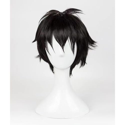 NEZIH Anime Coer Wig Anime Haikyuu!! Akaashi Keiji Perücke Cosplay Kostüm Synthetische Haar Halloween Party Rollenspiel Perücke, Schwarzes Lockiges Kurzes Haar, Anime-Geschenk von NEZIH