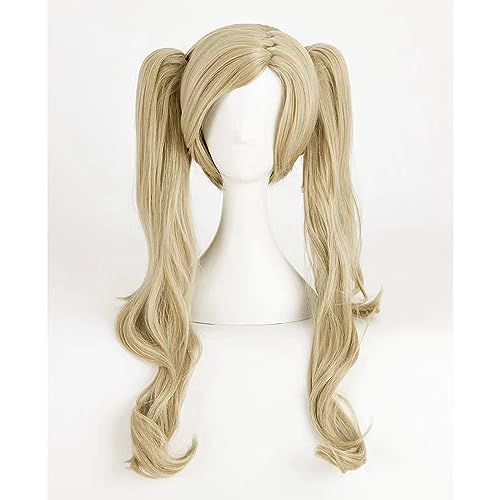 NEZIH Anime Coser Wig Persona 5 Anne Takamaki Cosplay Perücke, Doppelte Pferdeschwanz-Tigermund-Clip-Perücke, Geeignet Für Halloween-Party, Anime-Karneval, Mit Perückenkappe von NEZIH