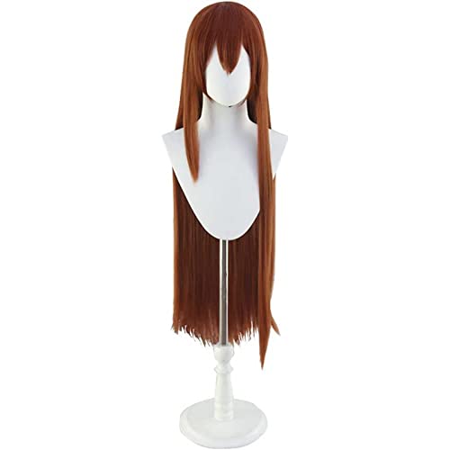 NEZIH Anime Cosplay Perücke,Steins Gate Makise Kurisu Perücke,Brown-Red Long Straight Perücke,Mit Kostenloser Perückenkappe,Für Party Alltag Halloween Perücke, Dekorative Accessoires von NEZIH