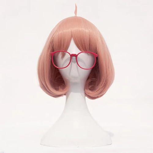 NEZIH Anime Kuriyama Mirai Cosplay Perücken Hitzebeständige Synthetische Perücke Haar Halloween Party Frauen Cosplay Perücke, Fleischfarbene Perücke Mit Brille, Mit Perückenkappe von NEZIH