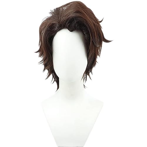 NEZIH Anime Perücke Für Bleach Aizen Sousuke Cosplay Perücke,Short Brown Perücke,Synthetisches Haar,Halloween Perücke,Für Karneval Weihnachten, Mit Perückenkappe, Dekoratives Geschenk von NEZIH