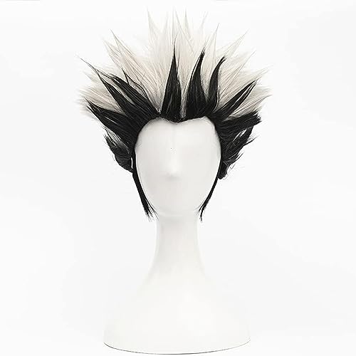 NEZIH Anime Perücke Für Haikyuu Kotaro Bokuto Cosplay Perücke,Black And White Short Perücke,Synthetisches Haar,Halloween Perücke,Für Karneval Weihnachten, Mit Perückenkappe, Dekoratives Geschenk von NEZIH