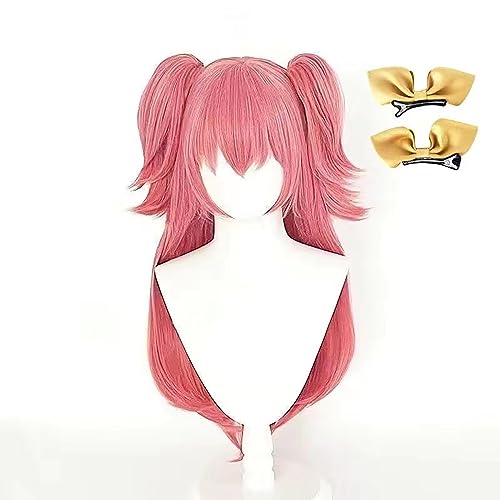 NEZIH Anime Perücke Für Momoi Airi Cosplay Perücke, Rosa Perücke Mit Haarschmuck, Synthetisches Haar, Halloween Perücke, Für Karneval Weihnachten, Mit Perückenkappe, Dekoratives Geschenk von NEZIH