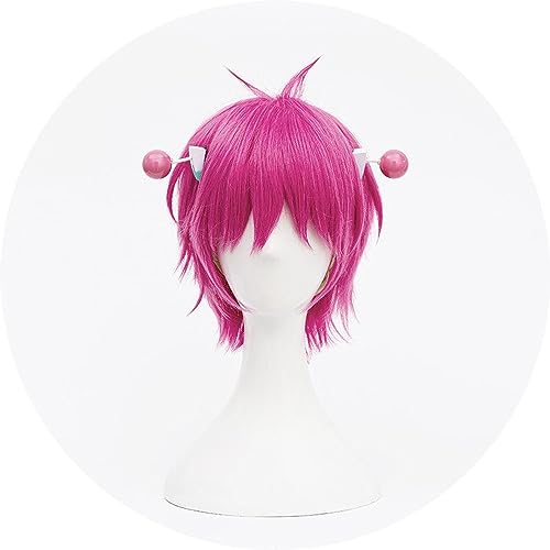 NEZIH Anime Perücke Für The Disastrous Life of Saiki Kusuo Cosplay Perücke, Rosa Perücke, Mit Haarschmuck, Synthetisches Haar,Halloween Perücke,Für Karneval Weihnachten, Mit Perückenkappe von NEZIH