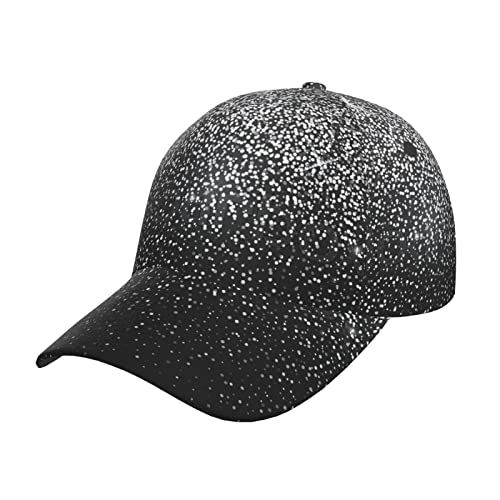 NEZIH Baseballkappe mit glänzendem silberfarbenem Glitzer-Druck, unisex, Snapback, gewaschen, für Damen und Herren, verstellbar, Glänzend Silber Glitzer, One size von NEZIH