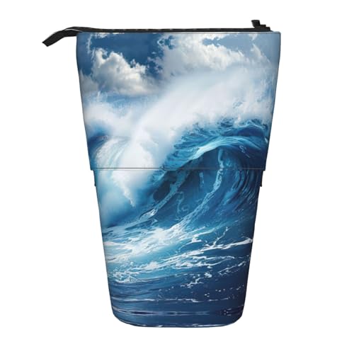 NEZIH Big Ocean Wave HD Print Bleistift Teleskopkoffer Multifunktionale Schreibwaren Aufbewahrungstasche Box Bürobedarf von NEZIH