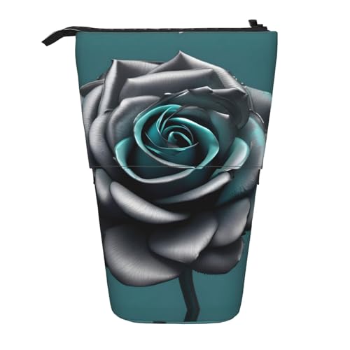 NEZIH Blaugrün Grau Rose Blume Stehend Bleistift Fall Schreibwaren Stift Fall Teleskop Bleistift Fall Pop Up Bleistift Tasche von NEZIH