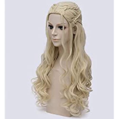 NEZIH Daenerys Targaryen Cosplay-Perücke, Kunsthaar, Lang, Gewellt, Für Mutter, Halloween, Party, Kostüm Für Frauen, Blond, Dekorative Accessoires Für Damen Mit Perückenkappe von NEZIH