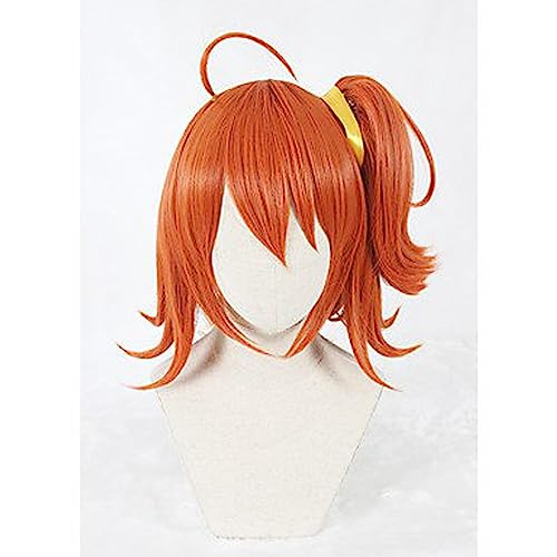 NEZIH Damenperücke, Kunsthaar, Kurz, Orange Mit Pferdeschwanz, Cosplay, Perücke, Mit Perückenkappe, Dekorativem Zubehör, Geschenk Für Anime-Fans von NEZIH