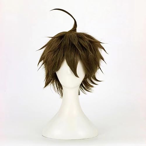 NEZIH Danganronpa Hinata Hajime Cosplay Perücke Anime, Braune Stumpfe Haarperücke, Geeignet Für Halloween-Party, Anime-Karneval, Mit Perückenkappe, Dekorative Accessoires, Anime-Geschenk von NEZIH