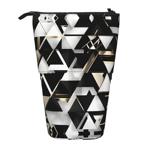 NEZIH Fashion Modern Schwarz Weiß Gold Dreieck Teleskop Halter Pop Up Schreibwaren Fall Großartig Für Weihnachten Urlaub Neujahr Geschenk Büro Tasche von NEZIH