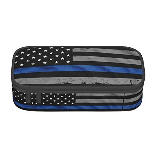 NEZIH Federmäppchen mit Reißverschluss, großes Fassungsvermögen, Pferde-Streifenmuster, für Schule und Büro, 21,1 x 9,4 x 5,1 cm, American Thin Blue Line Flagge, Einheitsgröße, Taschen-Organizer von NEZIH