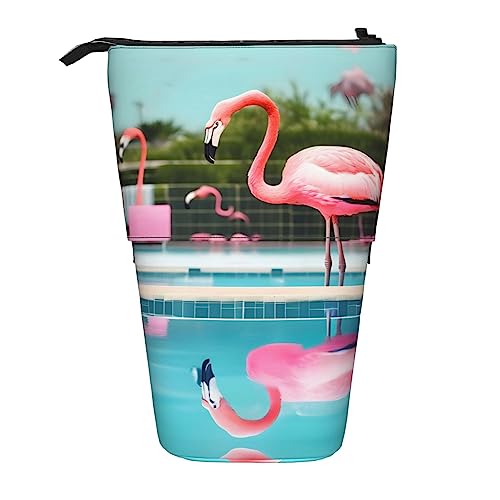 NEZIH Flamingo und Schwimmbäder Teleskop-Halter Pop Up Schreibwaren-Koffer, ideal für Weihnachten, Urlaub, Neujahr, Geschenk, Bürotasche von NEZIH