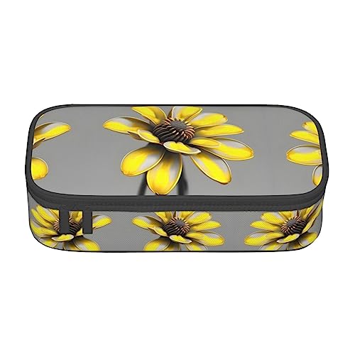 NEZIH Gelb grau Blume Druck unisex Reißverschluss Große Kapazität Bleistift Fall Kleine Stift Tasche Erwachsene Kosmetik Make-up Tasche Bürobedarf von NEZIH