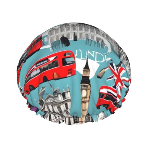 NEZIH I Like London Print leichte weiche Duschhaube, umweltfreundliche Haar-Badehaube für Frauen von NEZIH