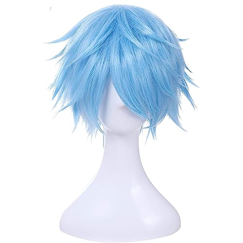 NEZIH Kuroko Kein Korb Tetsuya Kuroko Cosplay Perücke 30 Cm Kurze Hellblaue Männer Synthetische Haar Perucas Cosplay Perücke, Mit Perückenkappe, Dekorative Accessoires von NEZIH