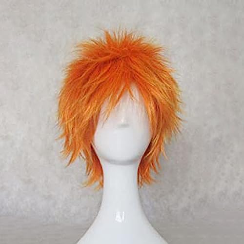 NEZIH Kurosaki Ichigo Pain Irie Shouichi Cosplay Perücke, Hochtemperaturfaser, Kunsthaar, Orange, Kurzhaarig, Inkl. Gratis Haarnetz, Halloween-Dekorationszubehör, Anime-Fan-Geschenk von NEZIH