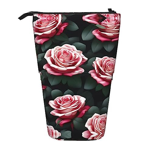 NEZIH Rose Flower Of Many Fans Standing Pencil Case, Stationery Pen Case, Teleskop Pencil Case, Pop Up Pencil Pouch von NEZIH